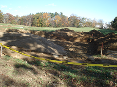 custom home builder Southborough MA leach field initial excavation