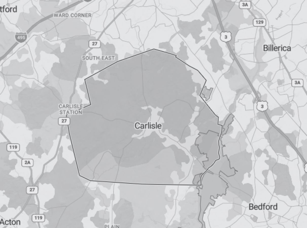 Image of a map of Carlisle a service area of Gilmore Building Co Image of a map of Carlisle a service area of Gilmore Building Co