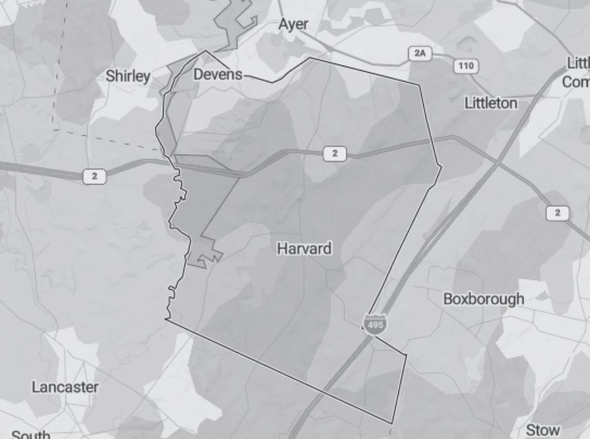 Image of a map of Harvard a service area of Gilmore Building Co Image of a map of Harvard a service area of Gilmore Building Co