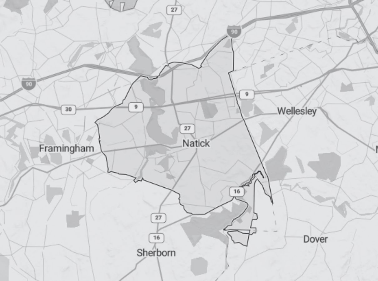 Image of a map of Natick a service area of Gilmore Building Co Image of a map of Natick a service area of Gilmore Building Co