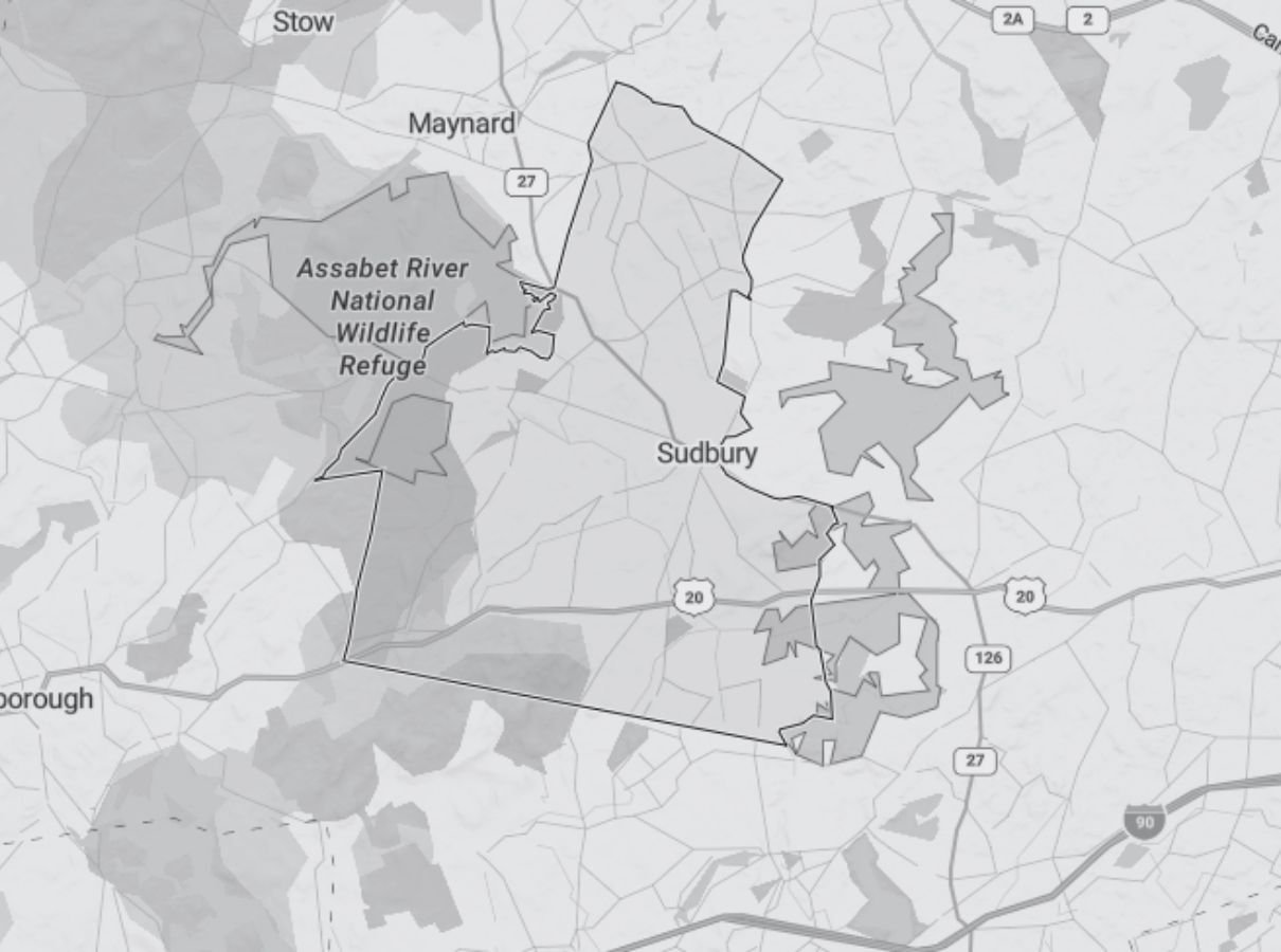 Image of a map of Sudbury a service area of Gilmore Building Co Image of a map of Sudbury a service area of Gilmore Building Co