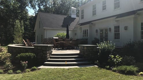 Rear patio of historic inspired home