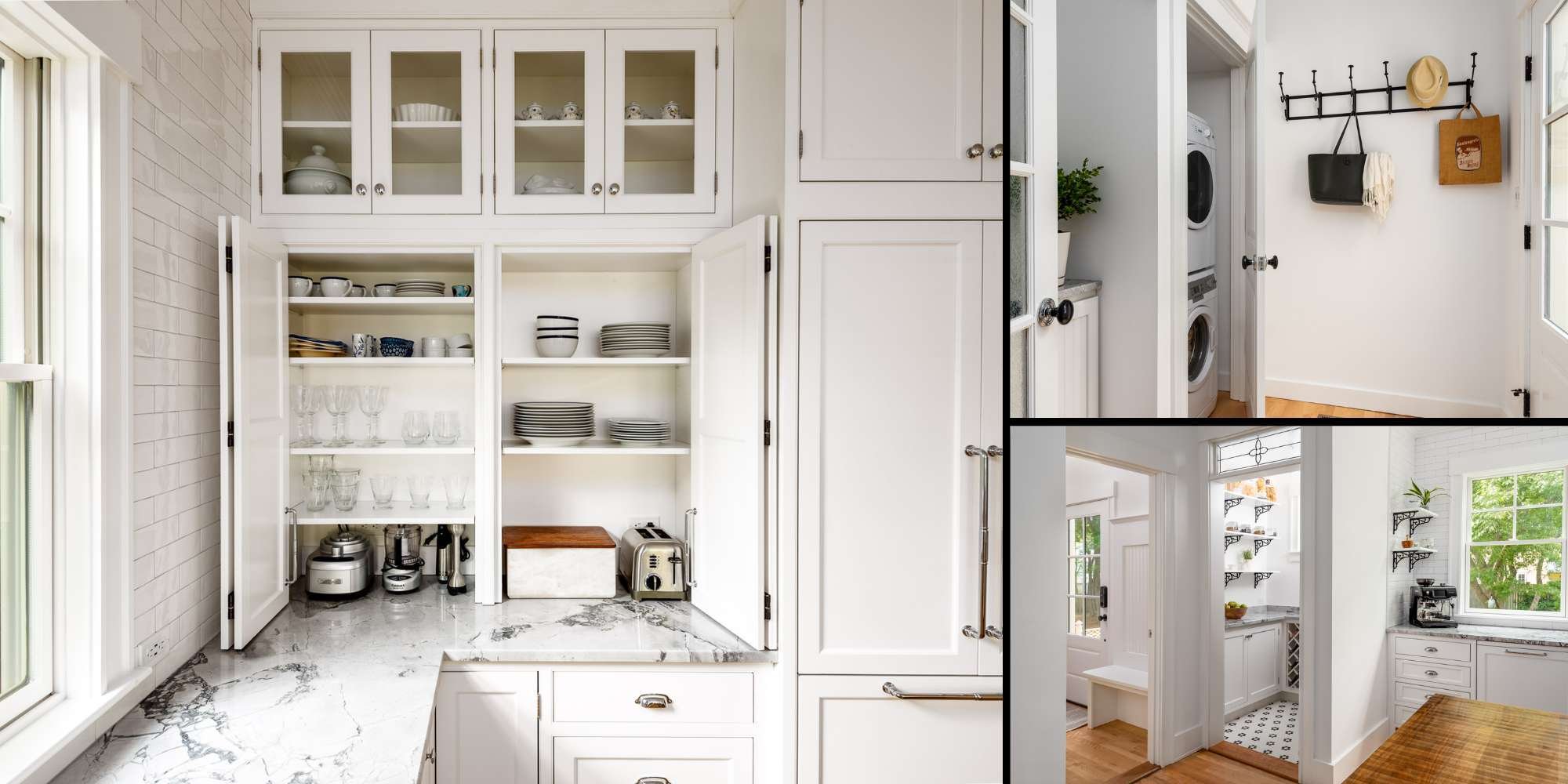Image of a remodeled kitchen, laundry room, and pantry by Gilmore Building Co