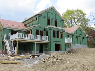 View of rear of Aberg Manor Partially Framed