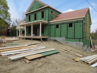 View of Front of Aberg Manor Partially Framed