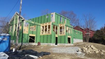 View of Front of Aberg Manor Partially Framed