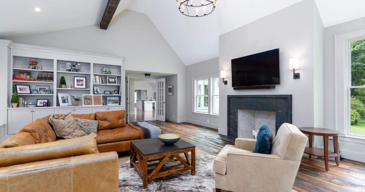 Image of a remodeled living room by Gilmore Building Co. in Grafton, MA