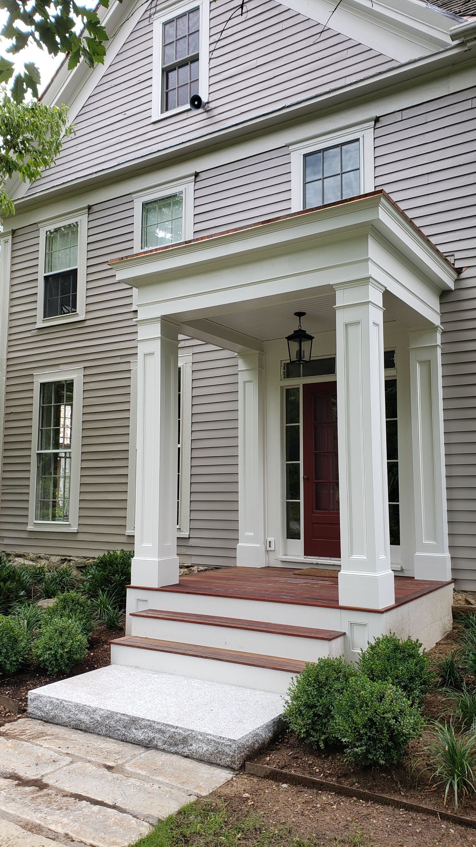 Photo of the Portico on Antique home with Greek Revival Style Detailing